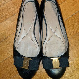 Salvatore Ferragamo Varina Black Ballet Flats 6.5